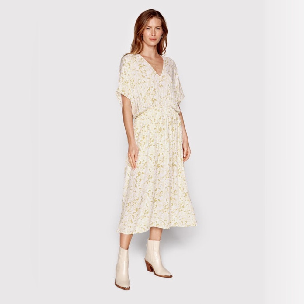 SAMSOE Andina Cream Floral Midi Dress Womens Size XS Desert Flower Print.   23